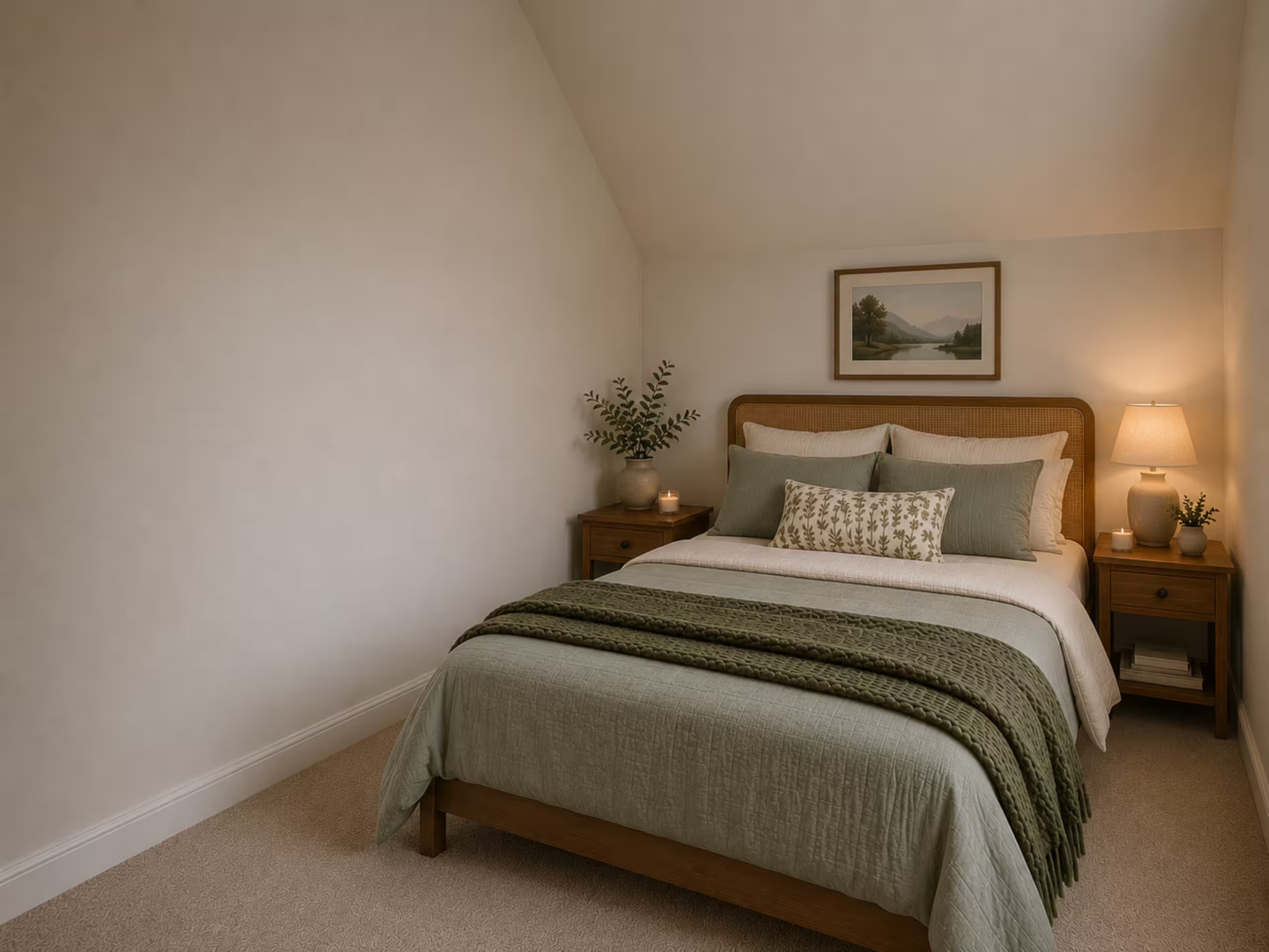 Bedroom with sage green accents